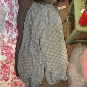 Urban Outfitters Blue Checkered Wide Leg Pants